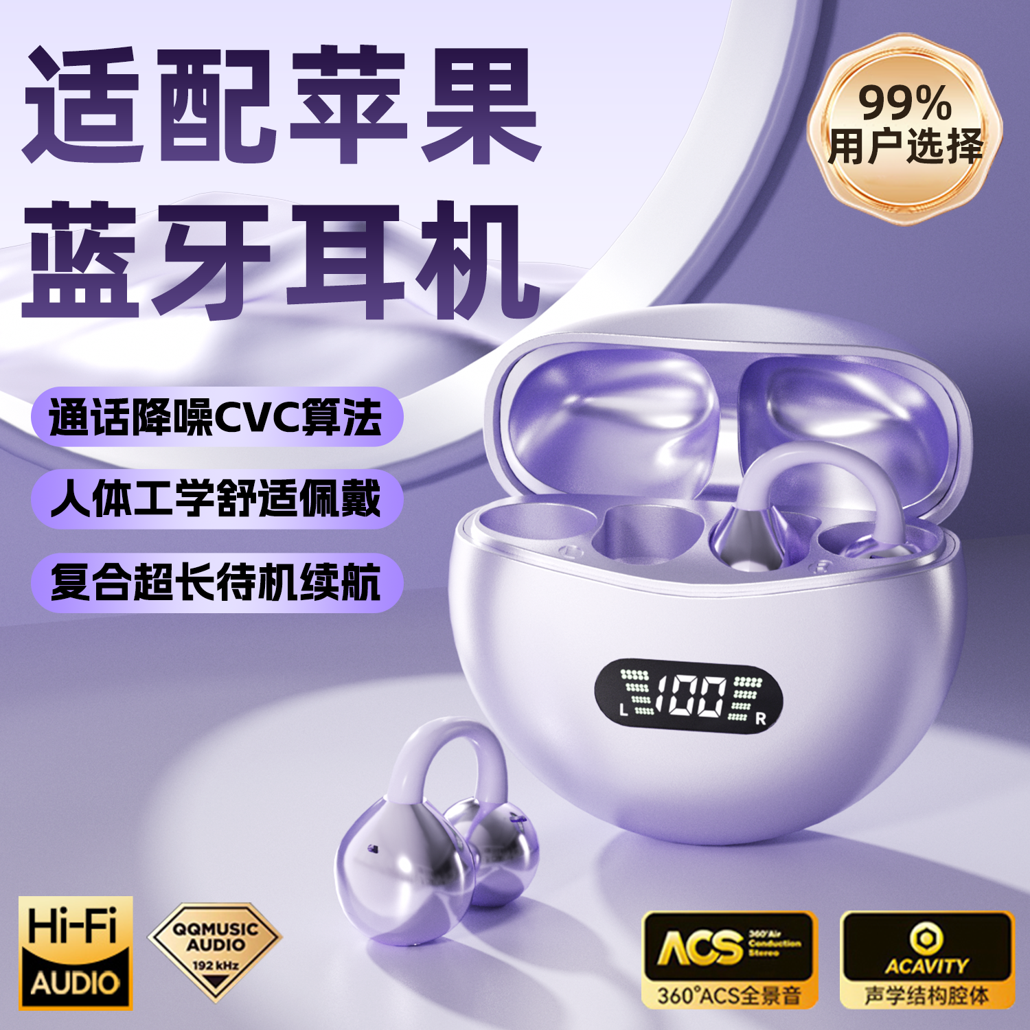 Latuo Compatible with Apple Bluetooth Headphones, Latest Model 2026, Apple Earphones, Bluetooth Clip-On Headphones, Ultra-Long Battery Life, Non-In, Not Bone Conduction, Bluetooth/wireless Earphones