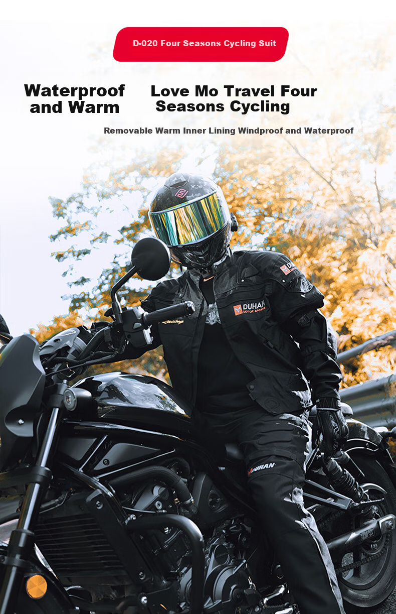 DUHAN Men's Motorcycle Riding Jacket Four-Season Racing Suit Upgraded Protective Gear Motorbike Protective Anti-Fall Detachable Liner Jacket 1