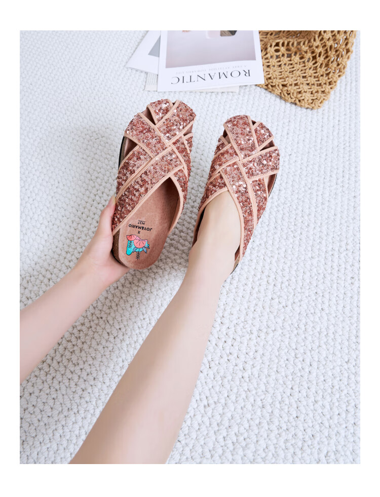 J&M Baotou Slippers for Women, Comfortable Hollow Birkenstock Sandals, Non-Slip Flat Casual Beach Slippers, Black, Size 37 2