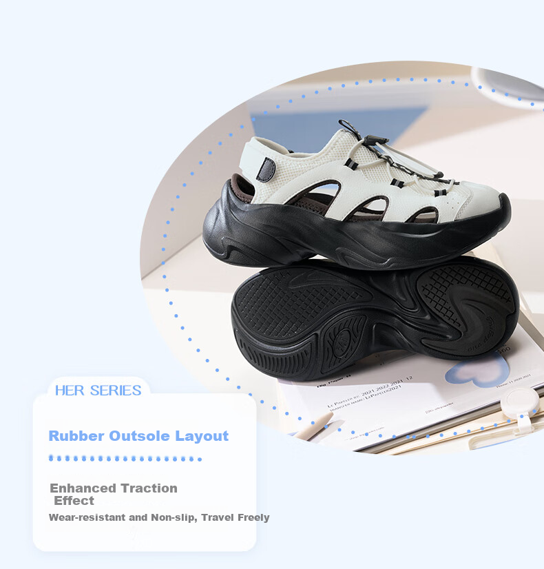 361° Sports Slippers, Thick-Soled Crocs-Style Clogs for Women, Summer Outdoor Water-Walking Mary Jane Sandals, 682526715-1 19