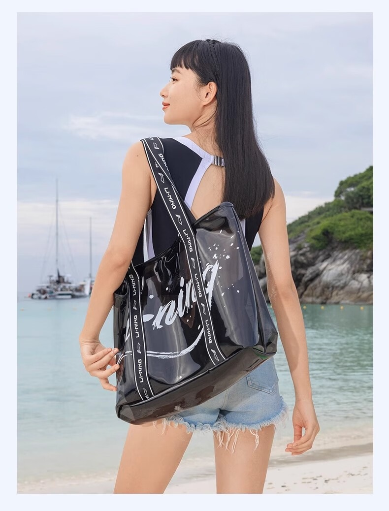 LI-NING Women's Waterproof Swim Bag Dry and Wet Separation Professional Storage Swimming Training Outdoor Shoulder Bag 725-White 11