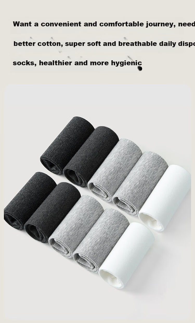 MiiOW 10 Pairs Disposable Socks for Men, Spring And Autumn Travel Business Trip Daily Disposable Socks, Men's Cotton Socks, Lazy No-Wash Short Socks 2