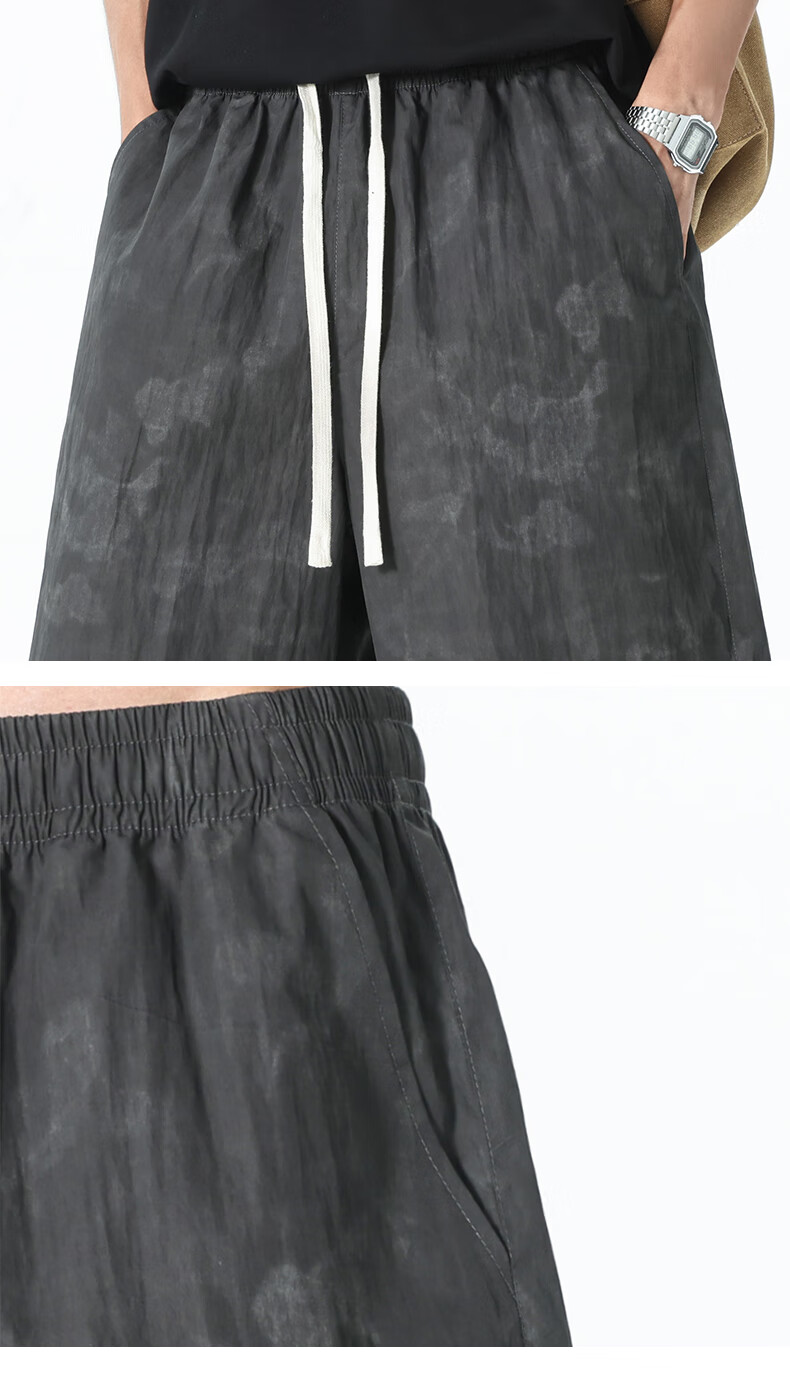 LangSha Men's Summer Breathable Lightweight Loose Casual Outdoor Quick-Dry Running Fitness Ice Silk Shorts 21