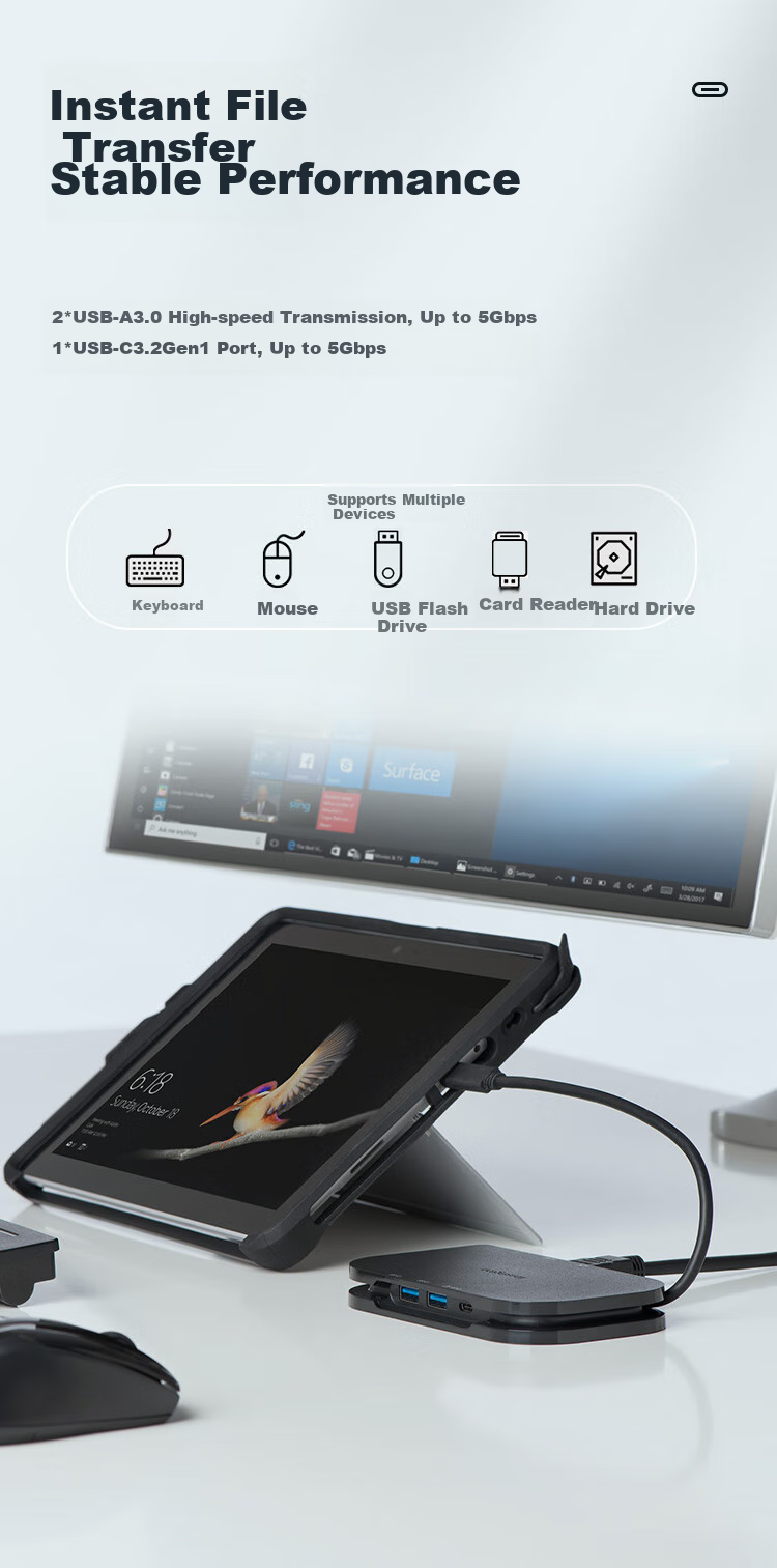 Kensington SD1610, Six-In Portable Docking Station, Type-C Expansion Dock, Compatible with Apple And Other Laptops, Expansion Dock, K38365 7