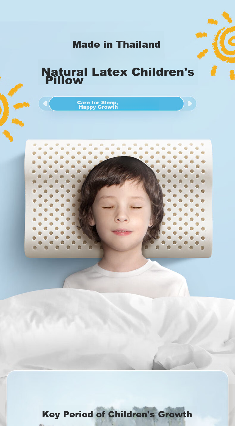 THAISEN Thai Imported Children's Latex Pillow Core, 94% Content, for School Naps And Baby Cervical Spine Support, Ages 6-12 1