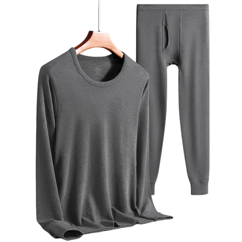 Dushiliren Men's Thermal Underwear Set, Autumn And Winter Thin Pure Cotton Undershirt And Long Johns, 10A Antibacterial Anti-Static Warm Base Layer