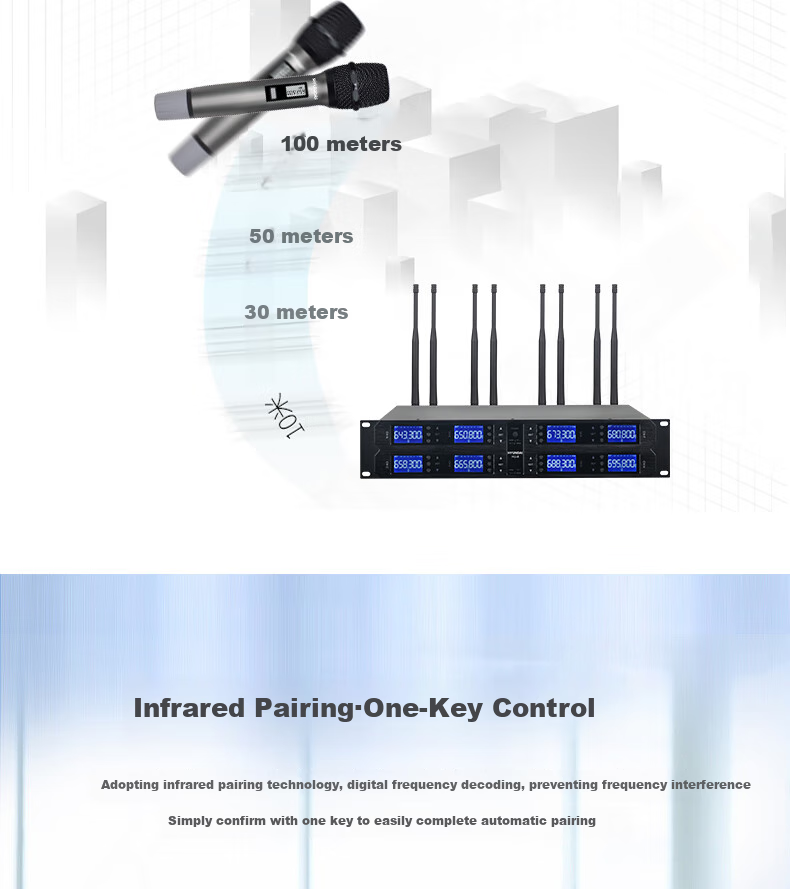 HYUNDAI One-to-Four Wireless Microphone Dual Handheld Dual Gooseneck UHF High-Fidelity Anti-Interference Auto Frequency Matching Anti-Howling Conference Room Podium Speech Training Broadcasting 7