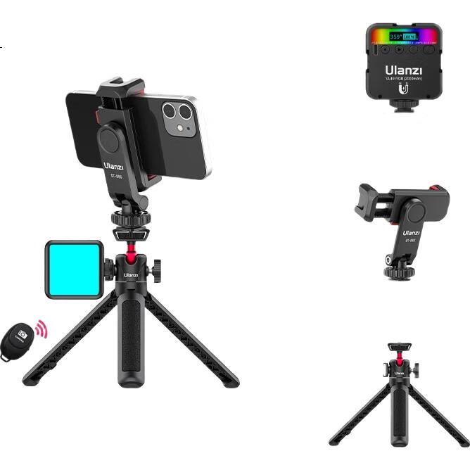 Ulanzi VL49RGB Bluetooth Remote Control Kit (Black), Магнитный полноцветный заполняющий свет, портативный светодиодный карманный двухцветный источник света для прямой трансляции, фонарик для камеры телефона