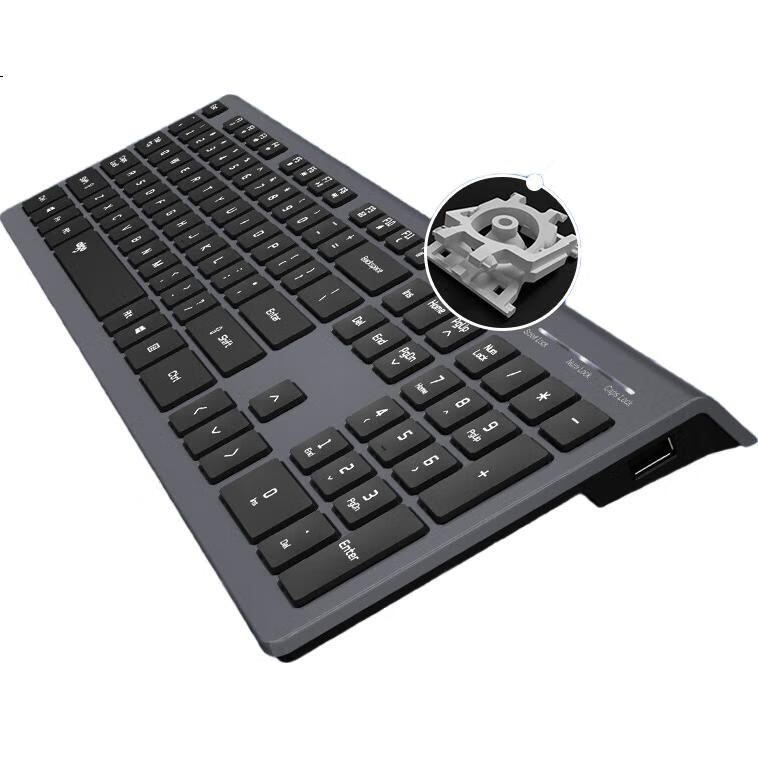 Aigo V700 Wired Office Keyboard with 2 USB Expansion Ports, Scissor Mechanism, Low-Profile Keys, Plug-And USB, Compatible with Desktop Computers, Moonlight Silver