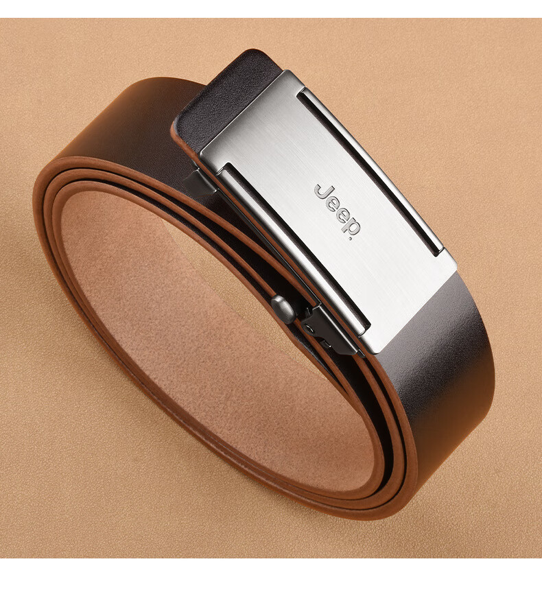 JEEP Men's Belt, Top-Grain Leather, Toothless Automatic Buckle, Casual Pants Belt, Birthday Gift for Boyfriend 14