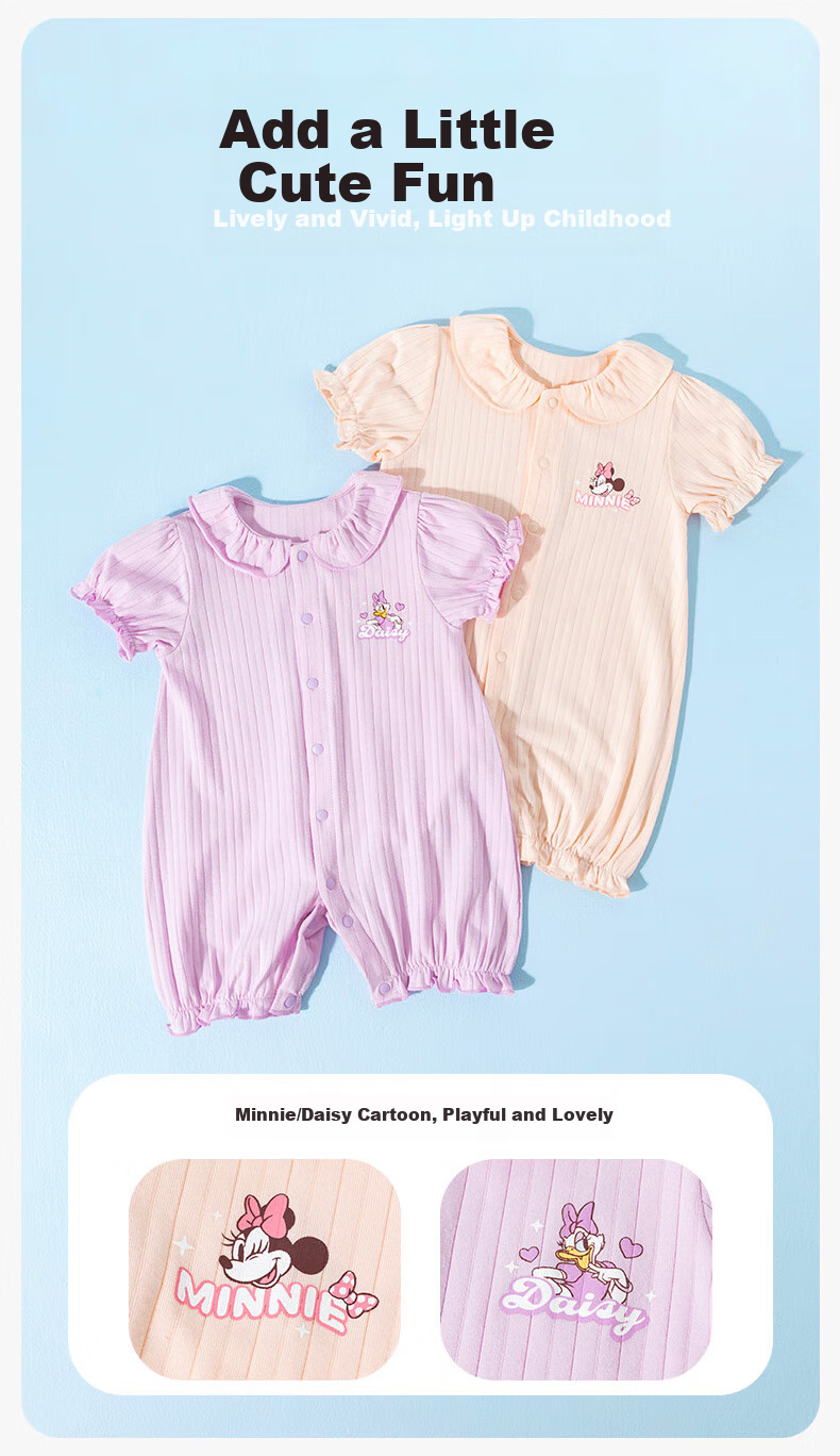 Disney Girls' Fashion Casual Romper Jumpsuit Summer New Style, Light Purple, 90cm 4