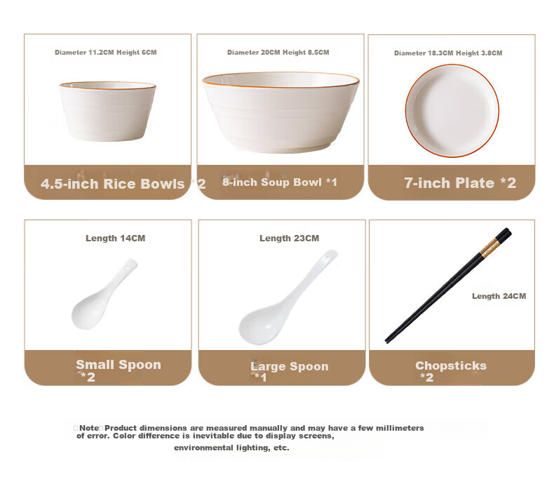Chuanqi Simple Ceramic Bowl And Chopsticks Tableware Set for Home, 10-Piece Complete Set of Bowls, Plates And Dishes, Stylish Living 8