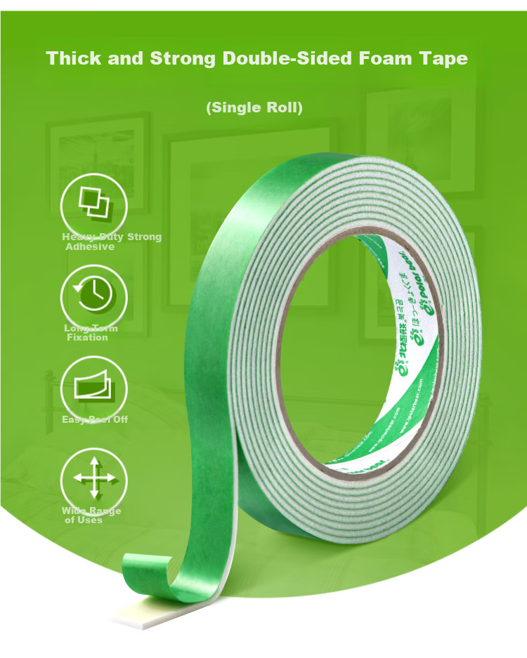 Polar Bear Thickened Heavy-Duty Double-Sided Foam Tape, 2.0mm PE Sponge Foam Tape, Office Supplies [New And Old Packaging Alternating] 18mm*5m 1 Roll SP-011 1