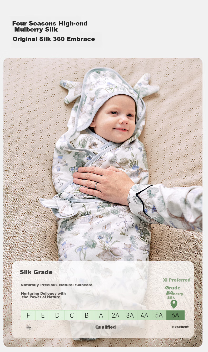 EMXEE Baby Swaddle Blanket, Spring And Summer Newborn Mulberry Silk Swaddle, Infant Wrap Blanket, Newborn Swaddling Cloth 4