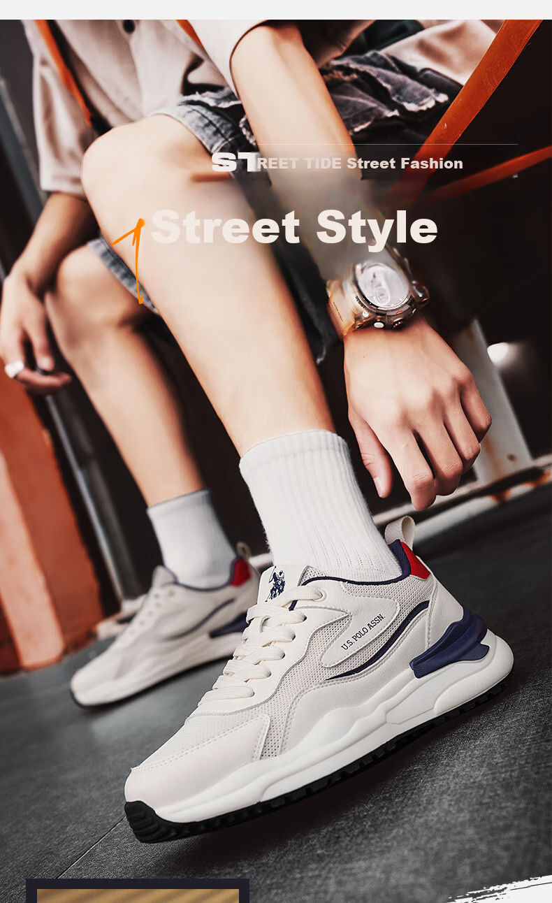 U.S. POLO ASSN. Men's Shoes, Autumn New Style, Breathable Thick-Soled Casual Shoes, Low-Top Mesh Forrest Gump Shoes, Sports Running Shoes for Me 2