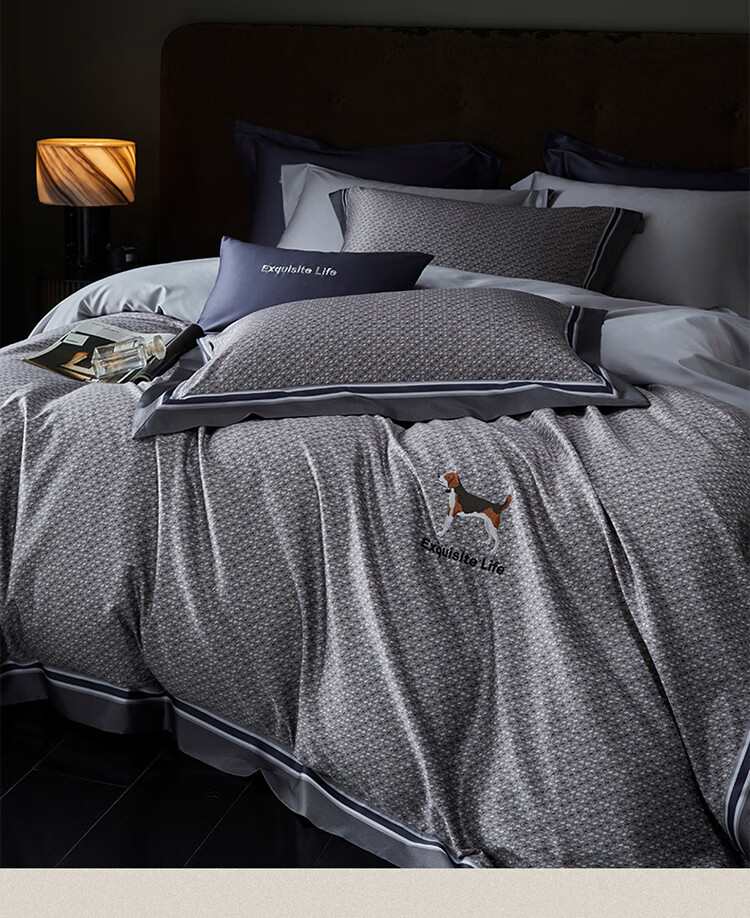 Dohia Home Textiles Pure Cotton Bedding Set of Four Pieces, 100-Count Long-Staple Cotton Sateen All-Cotton Duvet Cover And Bed Sheet Set, Luxurious High-End for 1.8-Meter Bed 230*229cm 3