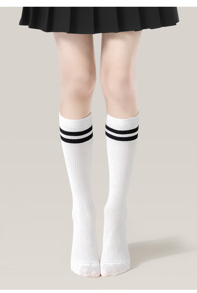 Babi Children's Mid-Calf Socks for Girls, Thin Mesh Long Socks, Spring And Autumn Half-Calf Socks, Kids' Cotton Socks, Preppy Style 12
