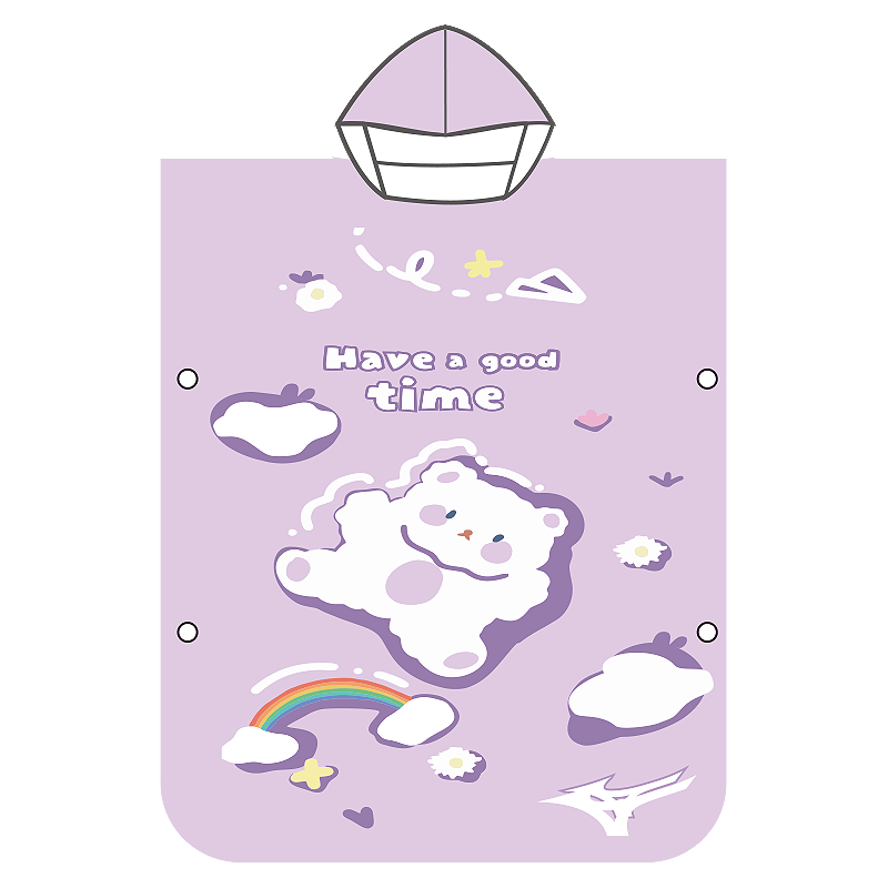 MIZUNO Children's Hooded Bath Towel for Boys And Girls, Quick-Drying Absorbent Beach Swimming Robe Y3504 Purple Bear