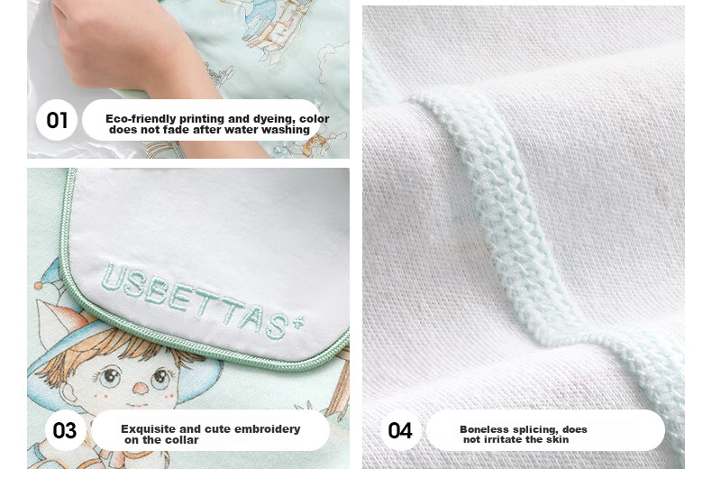 Beitaisi Children's Pajamas, Spring And Autumn Style, Trendy New Design, Boys And Girls One-Piece Sleepwear, Baby Pure Cotton Home Wear Set 16