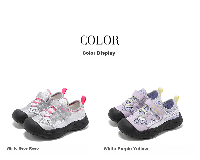 ABC KIDS Children's Shoes, Summer Kids Mesh Shoes, Little Girls' Sneakers, Big Kids Running Shoes, 3292 White/gray Rose, Size 35 2