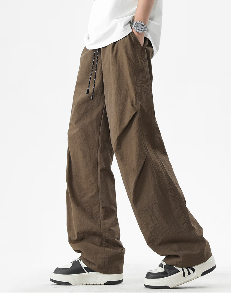 :CHOCOOLATE American Casual Pants for Men, Straight-Leg Loose Fit, Spring And Autumn New Style, Men's Ice Silk Quick-Dry Pants, Khaki, XL 4