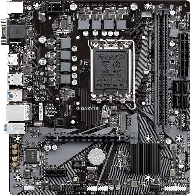 GIGABYTE H610M H V2 DDR4 Motherboard Supports CPU 12th Gen Core 12400F, Intel H610 LGA 1700