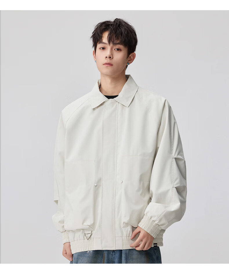 FAIRWHALE Men's Turn-Down Collar Jacket Spring Autumn New American Casual Loose Workwear Coat 2XL Earth Tone 7