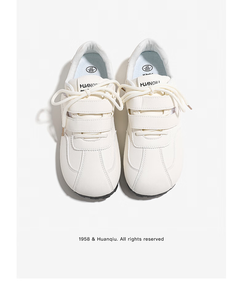Global Magic Velcro Board Shoes Puffy White Shoes New Ins Ugly Cute Women's German Training Shoes KMXFX8093 Beige Size 35 15