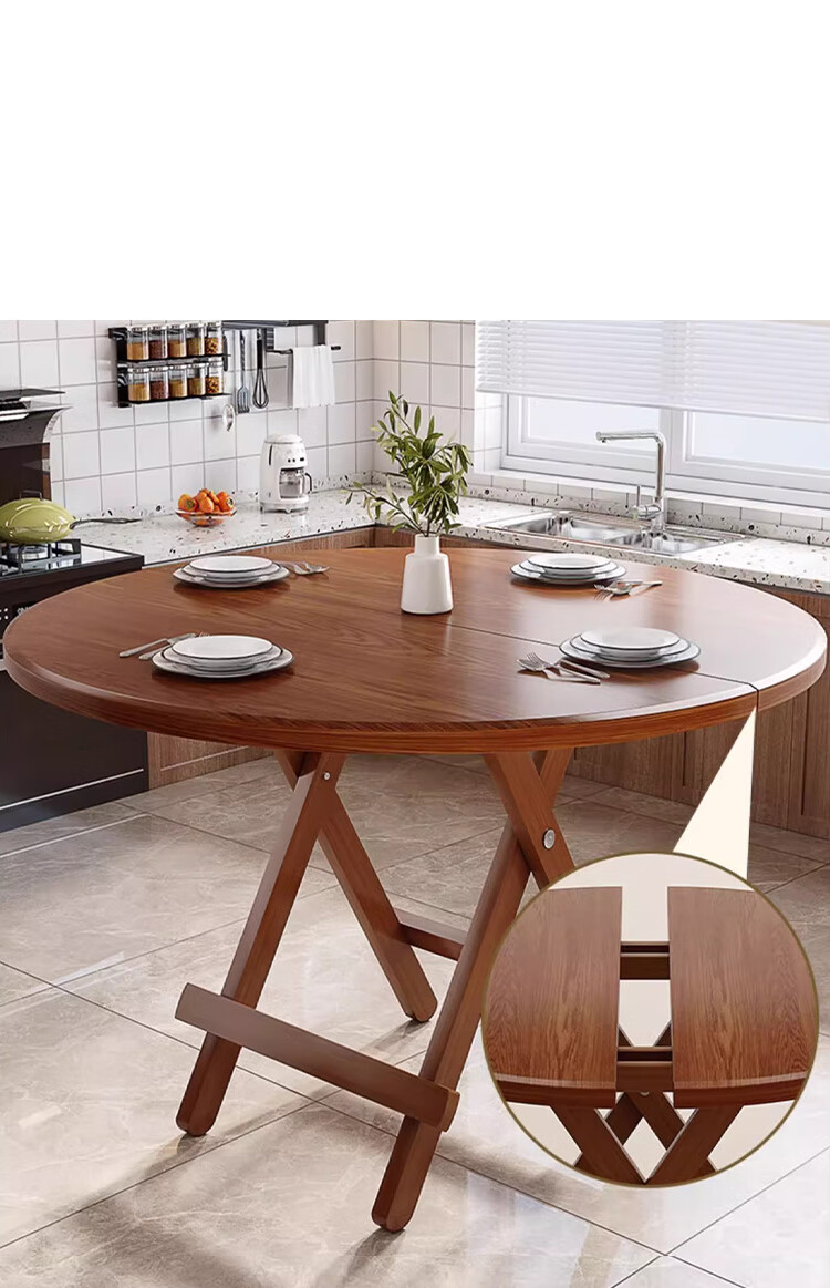 Yupin Foldable Round Dining Table, Simple Home Dining Table for Small Apartments, Outdoor Living Room Table And Chairs CJ123 Square Table Walnut 80 6