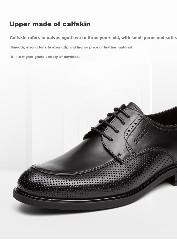 SATCHI Men's Shoes, Summer Leather Shoes, Hollow Breathable Men's Leather Shoes, Formal Leather Shoes for Men, 402343283Z, Black, Size 41 2