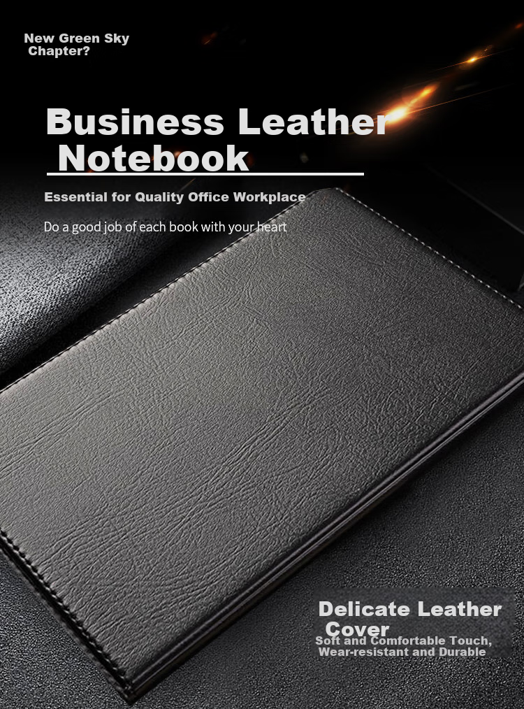 TANGO 16K Classic Business Leather Notebook, Simple Black, 120 Sheets, Soft Leather Cover, for Office Diary, Meeting Notes, Lesson Plan, Customizable, P0074 1