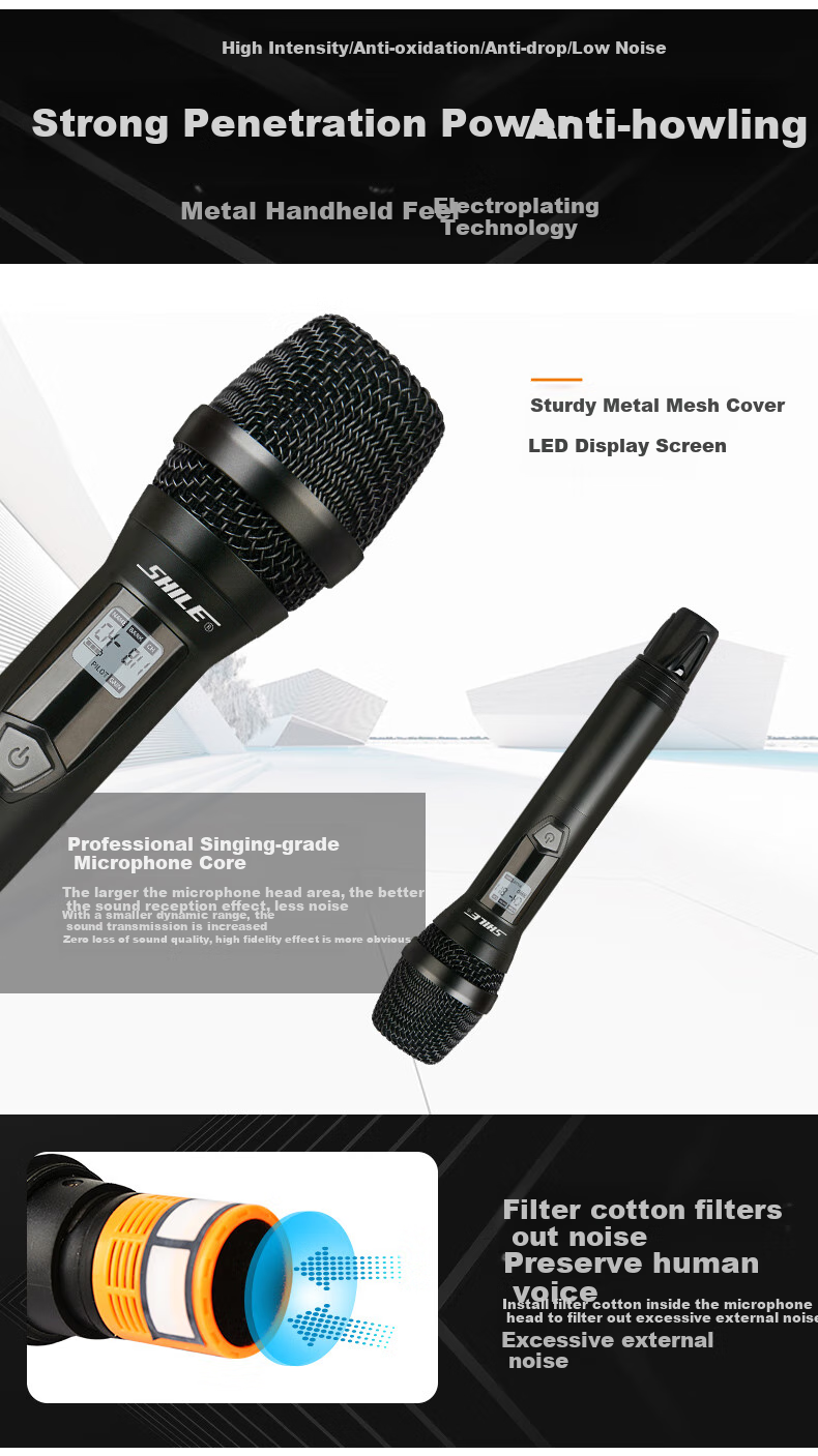 SHILE Professional Small to Medium-Sized Conference Room Audio System Set with Wall-Mounted Speakers, Amplifier, And Microphone Combination Teaching Training Lecture Audio System AV108+108*2 Black+SH10 15