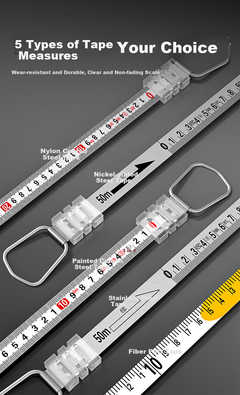 Kaxiluo 30-Meter Steel Tape Measure, Engineering Measuring Tape, Construction-Specific Extra-Hard Handheld Ruler, High-Precision Steel Ruler, Frame-Type Ruler, Thickened Large 5
