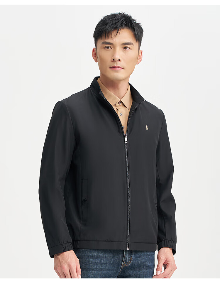 TRIES Men's Jacket Stand Collar Light Business Fashion Spring And Autumn New LOGO Embroidery Solid Color Lightweight Outerwear 10