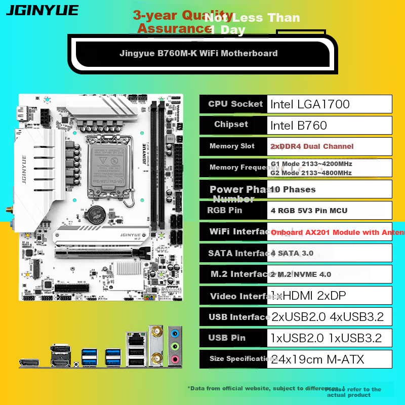 Материнская плата Jingyue B760M-K WIFI, для настольных компьютеров, игровая, DDR4, поддержка процессоров Intel 12-го/13-го/14-го поколений LGA 1700, чипсет B760