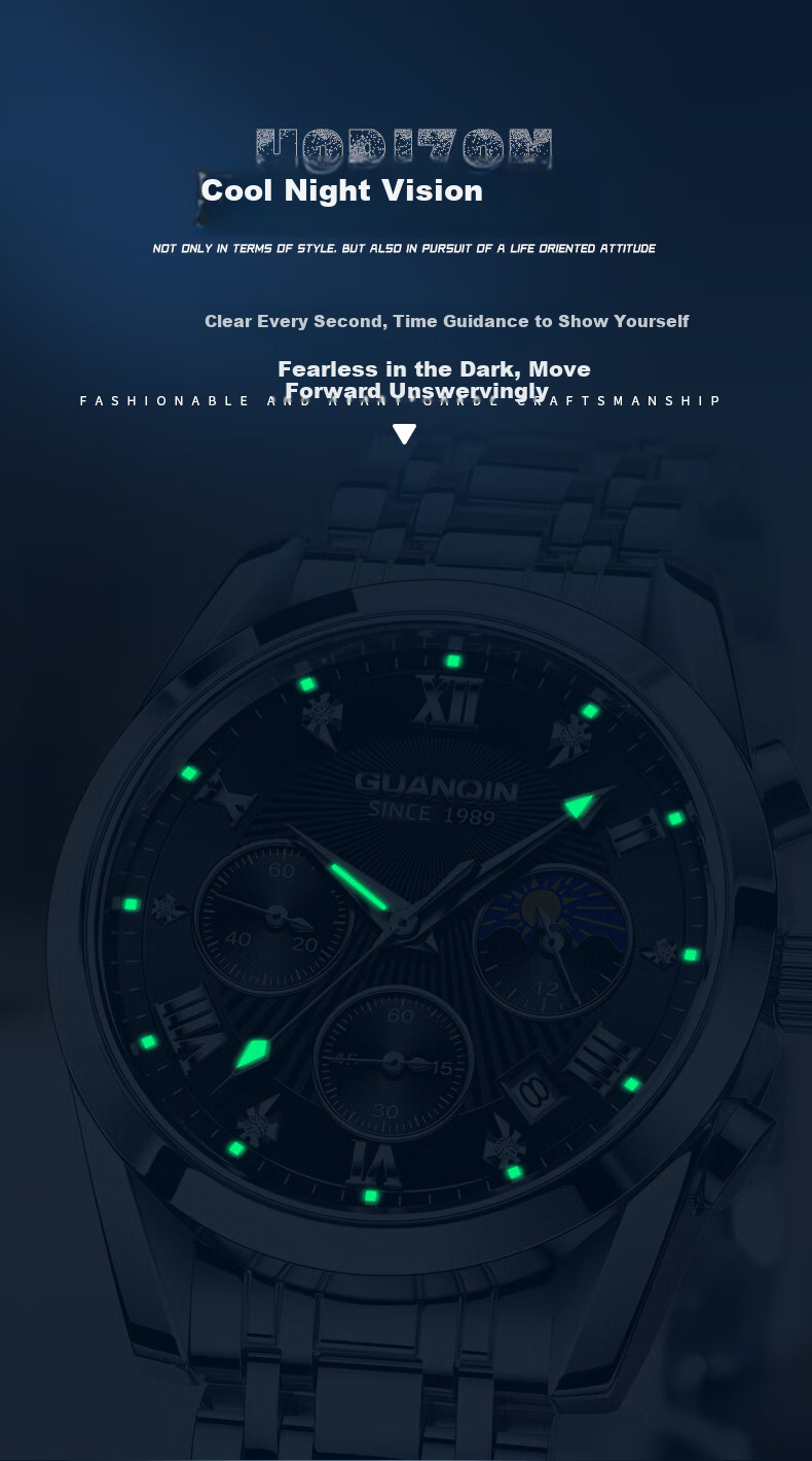 GUANQIN Men's Mechanical-Style Fashion Wristwatch, Swiss Quality Men's Watch, Waterproof Fully Automatic Multifunctional Brand National Watch 4