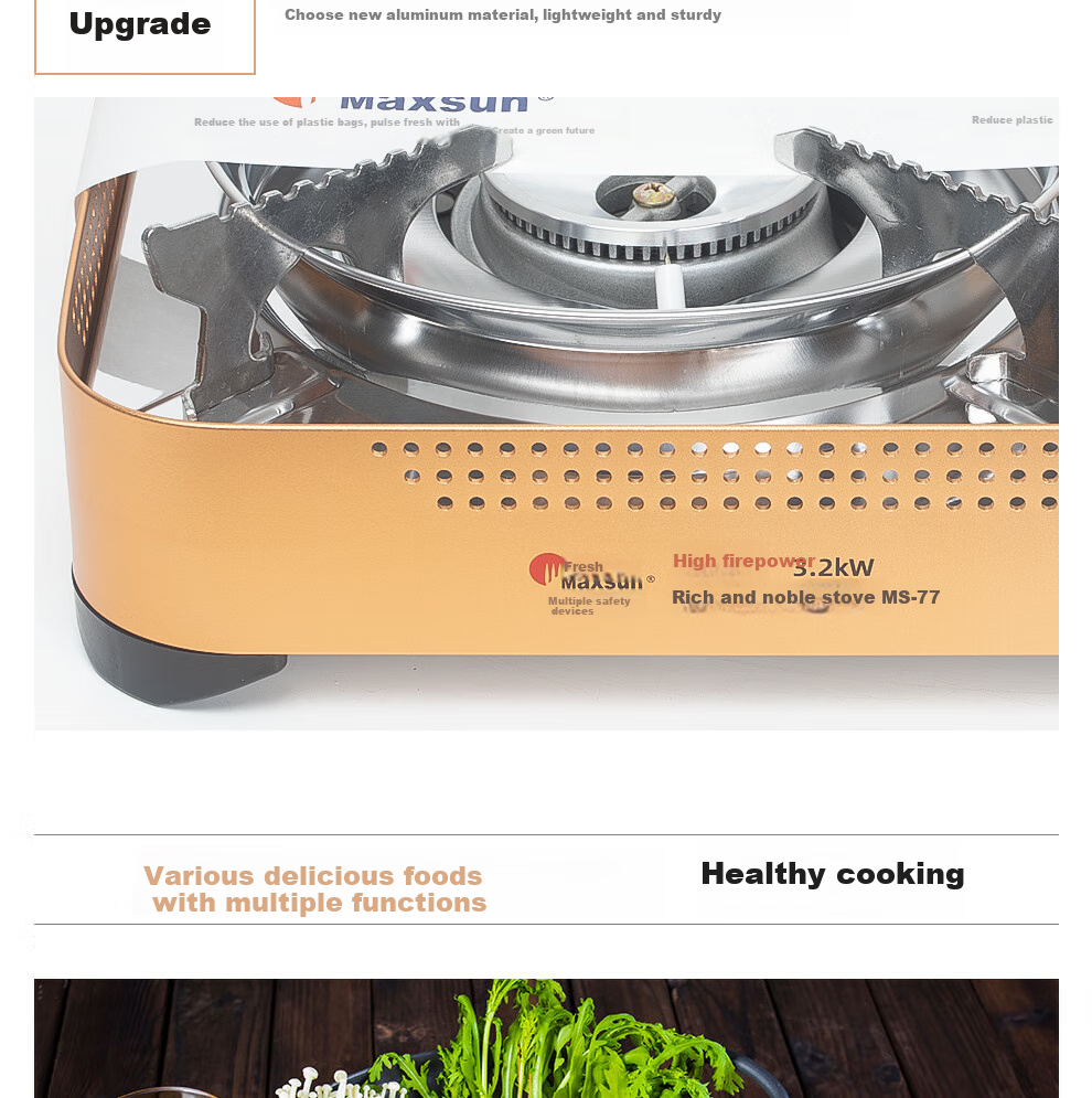 Jauto MAXSUN MS-77 Portable Gas Stove, Butane Burner, Outdoor Barbecue Grill 5