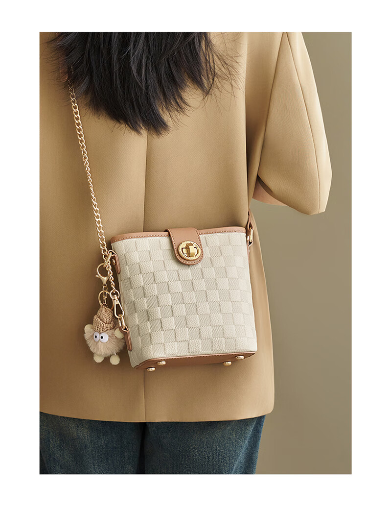 Aokang Women's Handbag, Cowhide, Trendy Diamond Pattern Bucket Bag, Light Luxury Crossbody Shoulder Bag, Birthday Mother's Day Gift for Mom Or Wife 9