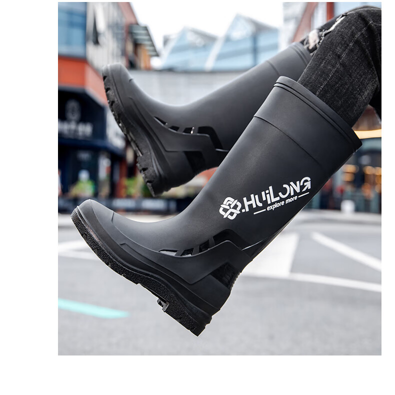 FOOTOPPO High-Top Rain Boots for Men, Non-Slip Waterproof Boots, Durable Overshoes, Outdoor Work Safety Water Shoes, Rubber Shoes for Me 19