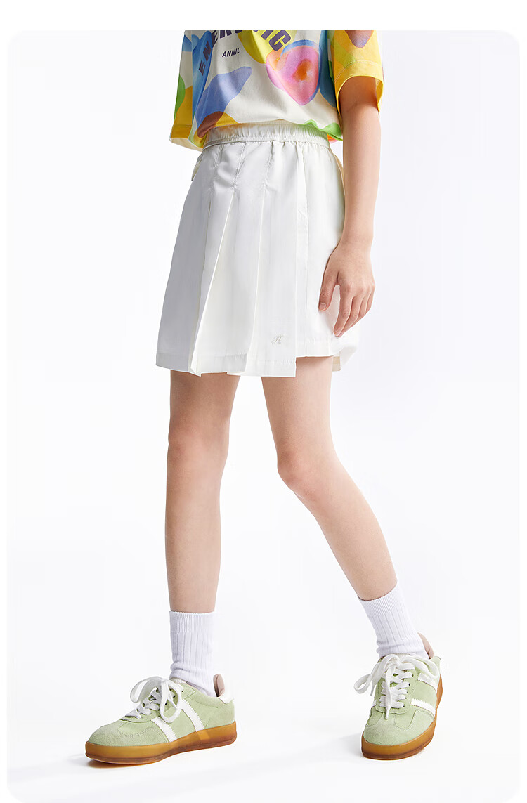 Annil Girls' Pleated Skort, Summer 2025 New Style, Casual Sweet Fashionable Black Short Skort 11