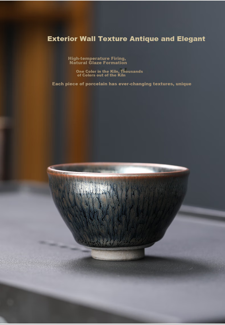 Yuanqingjiasheng Oil Drop Tea Cup, Tea Bowl, Host Cup, Tasting Cup, Tea Bowl, Personal Cup, Single Cup, Ceramic 4