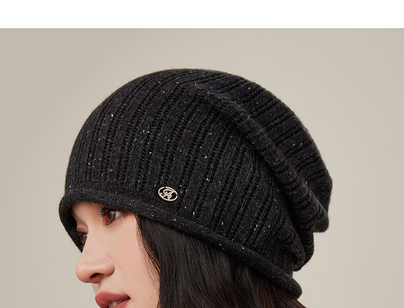 CACUSS Women's Wool Hat, Lightweight Spring And Autumn Knitted Cap, Fashionable Slouchy Hat, Face-Slimming Knitted Beanie for Women, Beige 15