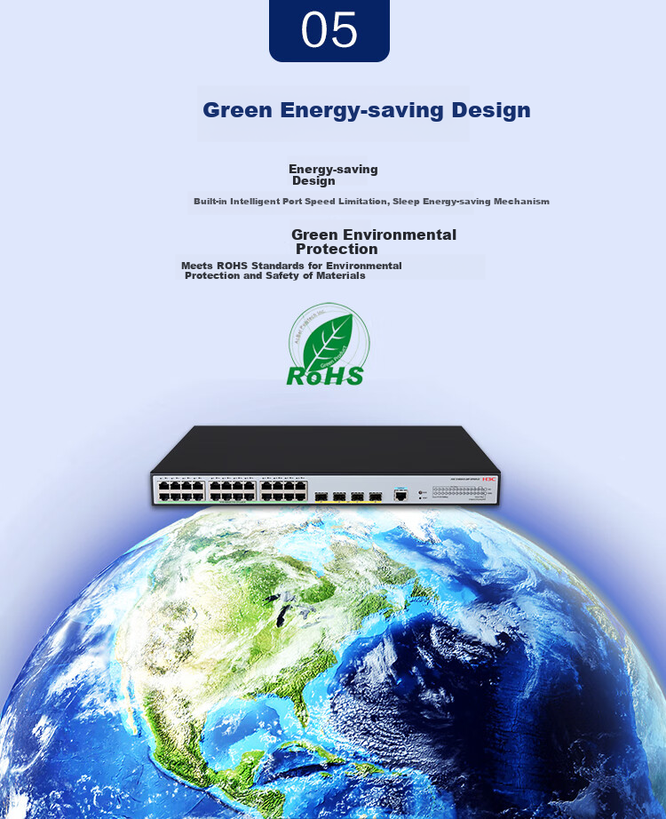 H3C 24 Electrical Ports + 4 Optical Ports, Full Gigabit Layer 2 Web-Managed POE Enterprise-Level Network Switch, Network Cable Power Supply 400W/Port Isolation, S1850V3-28P 5