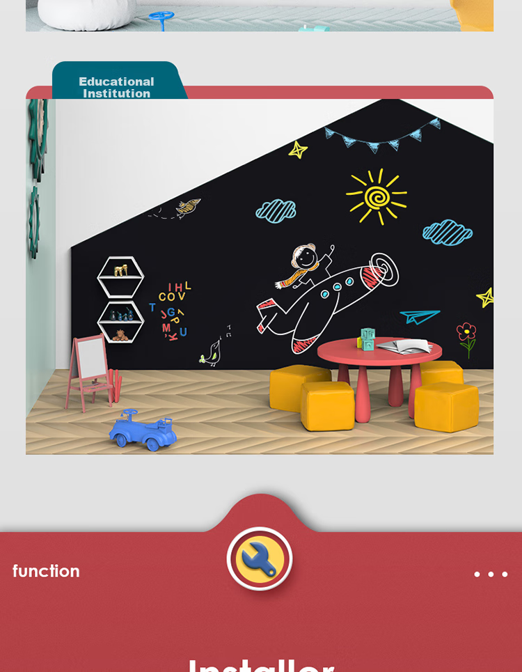 Deli 90*120cm Home Soft Iron Magnetic Whiteboard Sticker, Erasable Writing Board Drawing Board/blackboard Doodle Wall Sticker, Parent-Child Children's Small Blackboard Sticker with Adhesive Backing 50002 14
