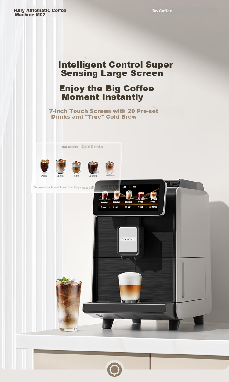 Dr.coffee M02 Home Coffee Machine, Fully Automatic, Compact, All-In Grinding And Brewing, Hot And Cold Dual Extraction, One-Button Fresh Cold Brew, Smart Control with Large Screen, Self-Cleaning Whole Chai 7
