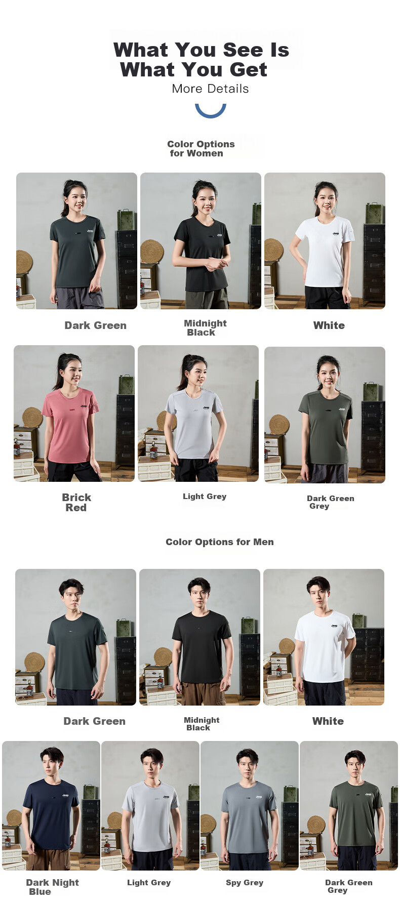 JEEP Men's Short-Sleeve T-Shirt, Summer Breathable Quick-Dry Tactical Tee, Outdoor Antibacterial Loose Round Neck Top, Aurora Black, Size L 10