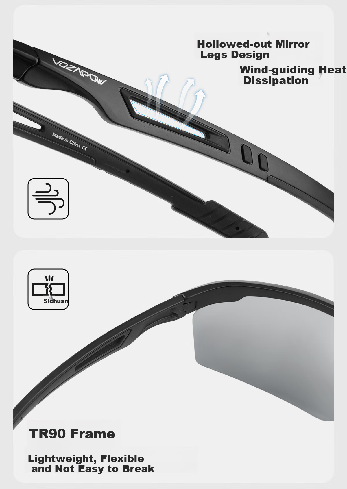VOZAPOW Fishing Goggles for Float Viewing, High-Definition Polarized Eye Protection Sunglasses for Lure Fishing, Vibrating Reel, Men's Driving Sunglasses 11