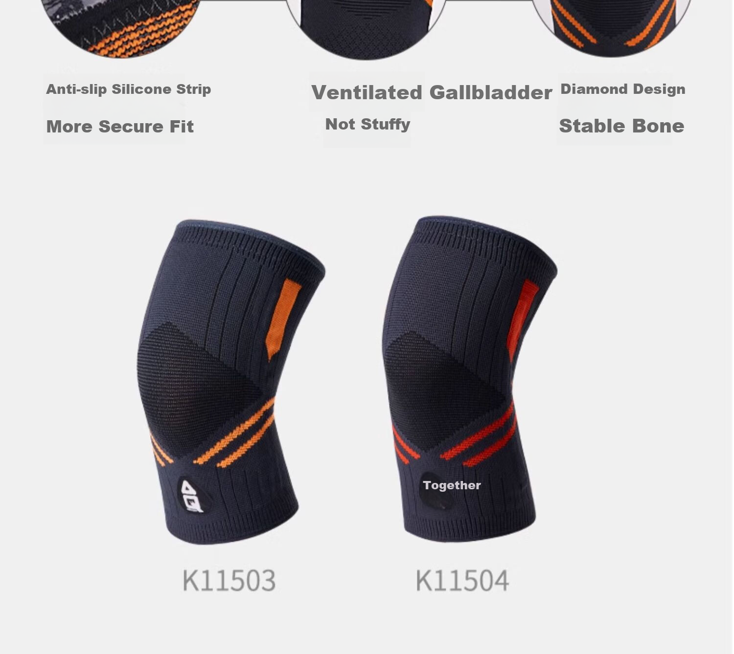 AQ Knee Brace for Sports Running Hiking Cycling, Specialized Knee Joint Protection Equipment, Black Red Blue 10502L, Single Pack 20