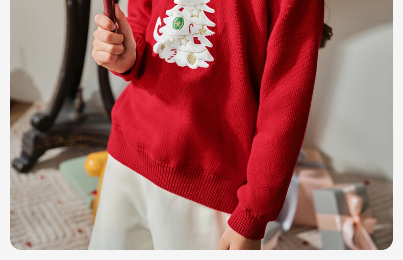 David Bella Girls' Fleece-Lined Red Knitted Sweater Thickened Winter Christmas New Year Dress 4