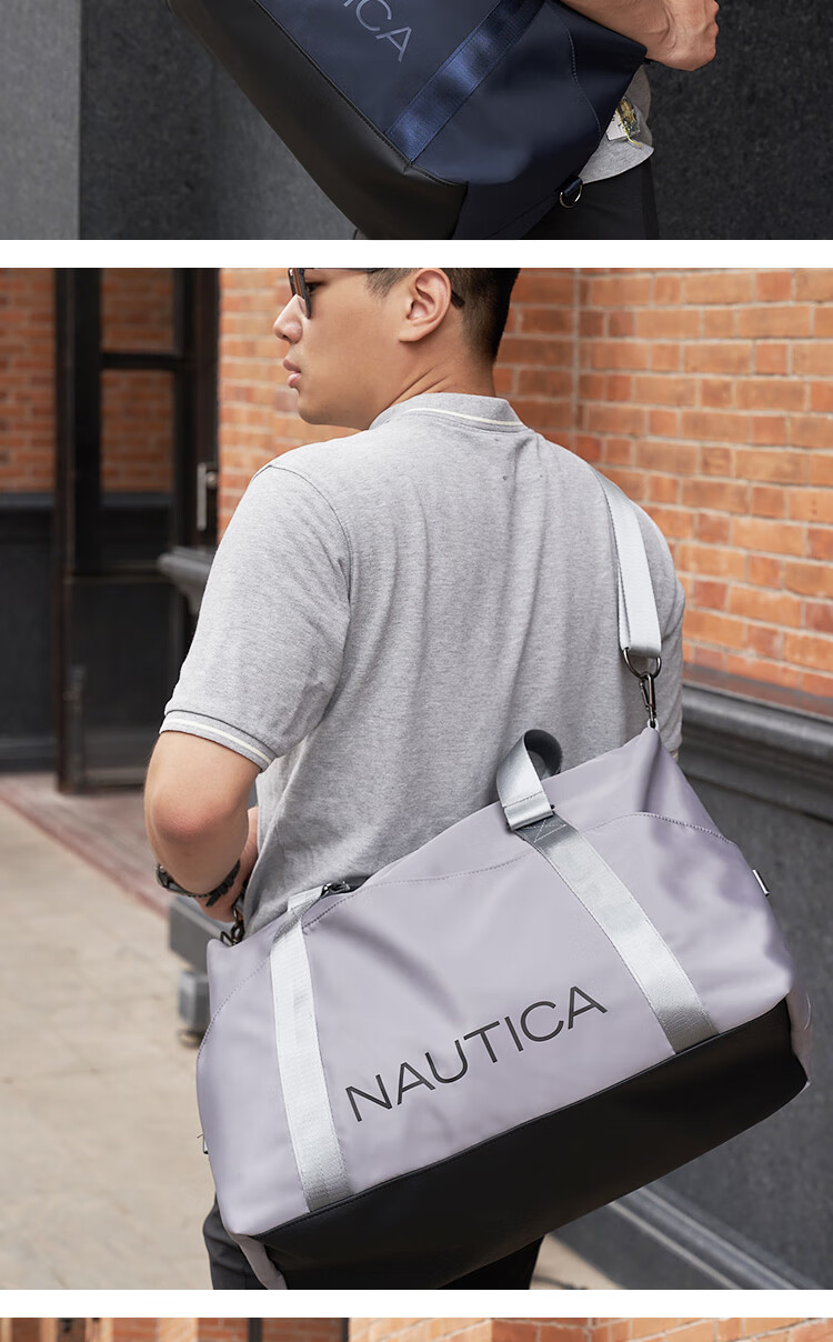 NAUTICA Travel Bag for Men, Large Capacity Swimming And Fitness Bag, Multifunctional Lightweight Handheld Backpack Luggage Bag 4